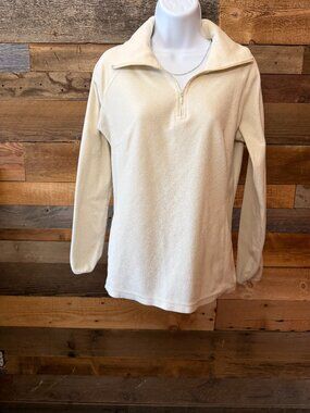 Columbia Women's Cream Sz M Quarter Zip Pullover Cozy Athleisure Pullover